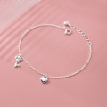 A38062 s925 sterling silver rhinestone heart crown key charm design bracelet