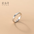 A33492 s925 sterling silver simpleW letter initial irregular ring