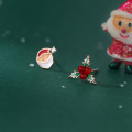 A44805 s925 silver simple symmetric christmas snowflake cute stud earrings