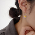 A40086 s925 sterling silver dainty yellow rhinestone heart grade elegant earrings