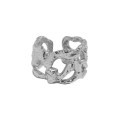 A35153 design minimalist wide hollowed silver adjustable ring