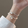 A40822 s925 sterling silver pearl charm design bracelet