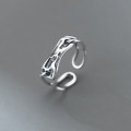 A36155 s925 sterling silver geometric bar silver hollowed simple fashion ring