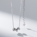 A40790 s925 sterling silver rhinestone circle simple elegant unique fashion necklace