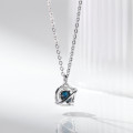 A40714 s925 sterling silver design blue ball trendy sweet choker necklace