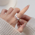 A38157 s925 sterling silver pink rhinestone butterfly adjustable sweet ring