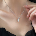 A45995 s925 silver dainty simple elegant rhinestone bear circle necklace
