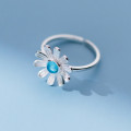 A41043 s925 sterling silver rhinestone daisy trendy ring