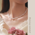 A39331 s925 sterling silver double layered elegant grade necklace