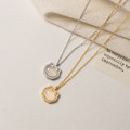 A44493 s925 silver trendy sweet rhinestone white jade necklace