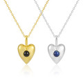 A44236 gold heart s925 sterling silver unique black agate necklace