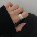 A38348 s925 sterling silver wide braided adjustable design elegant ring