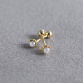 A43756 s925 silver stud simple elegant artificial pearl sweet earrings