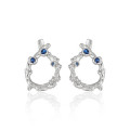A43350 circle rhinestone stud s925 sterling silver design earrings