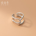 A34427 s925 sterling silver irregular geometric sweet chi ring