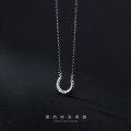 A34105 s925 sterling silver rhinestone twistC necklace