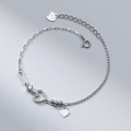 A42473 s925 sterling silver rhinestone hollowed heart charm sweet bracelet