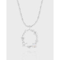 A43656 butterfly flower sterling silver s925 necklace