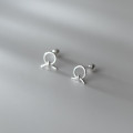 A35739 s925 sterling silver circle hollowed rope earrings