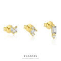A45274 s925 sterling silver unique rhinestone stud dainty square earrings