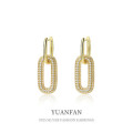 A37816 sterling silver cubic zirconia oval vintage fashion earrings