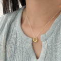 A42735 sterling silver circle simple elegant necklace