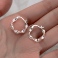 A43546 s925 sterling silver simple spiral bar stripe trendy earrings