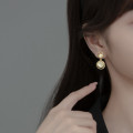 A34778 s925 sterling silver fashion trendy circle opal earrings