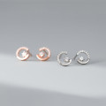 A39626 s925 sterling silver rhinestone stud unique design elegant earrings