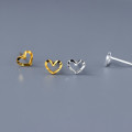 A44401 s925 sterling silver simple hollowed heart stud earrings
