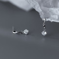A34856 s925 sterling silver chic simple spiral trendy rhinestone earrings