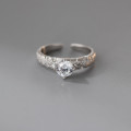 A45655 s925 silver trendy sweet simple rhinestone braided ring