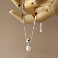 A42828 s925 sterling silver oval pearl design elegant necklace