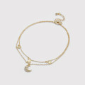 A34272 925 sterling silver cubiczirconia heart stars moon doublelayer a bracelet