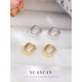 A40869 silver simple geometric oval hoop earrings