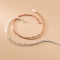 A36437 s925 sterling silver charm trendy doublelayer oval fashion geometric bracelet