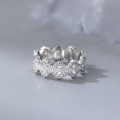 A46199 s925 sterling silver simple rhinestone weave bar stripe adjustable ring