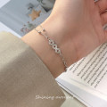 A44203 s925 silver trendy sweet rhinestone copper symmetric oval charm bracelet