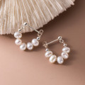 A40900 s925 sterling silver elegant pearl vintage earrings