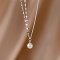 A44167 s925 silver double layered lip necklace