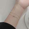 A36096 s925 sterling silver fashion trendy chic simple doublelayer bracelet