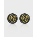 A40299 unique vintage plated circle s925 sterling silver stud earrings