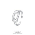 A43042 s925 sterling silver hollowed grade oval adjustable ring