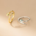 A45220 s925 sterling silver trendy sweet green rhinestone rhombic ring
