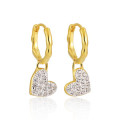 A44232 heart sparkling rhinestone s925 sterling silver elegant heartshape earrings
