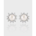 A40943 elegant natural pearl s925 sterling silver stud earrings