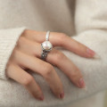 A38163 s925 sterling silver vintage thai pearl unique ring