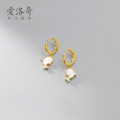 A31739 s925 sterling silver simple rhinestone dolphin cute shell earrings