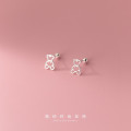 A33930 s925 sterling silver simple fashion hollowed bear earrings