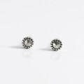 A44458 s925 silver thai vintage cute piercing circle rhinestone stud simple earrings